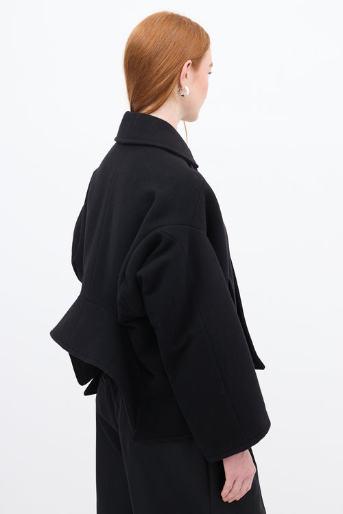 Balenciaga Black Wool & Cashmere Upside Down Pea Coat