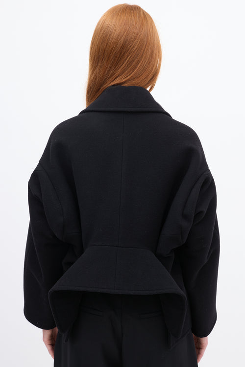 Balenciaga Black Wool & Cashmere Upside Down Pea Coat