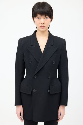 Balenciaga Black Wool Hourglass Double Breasted Blazer