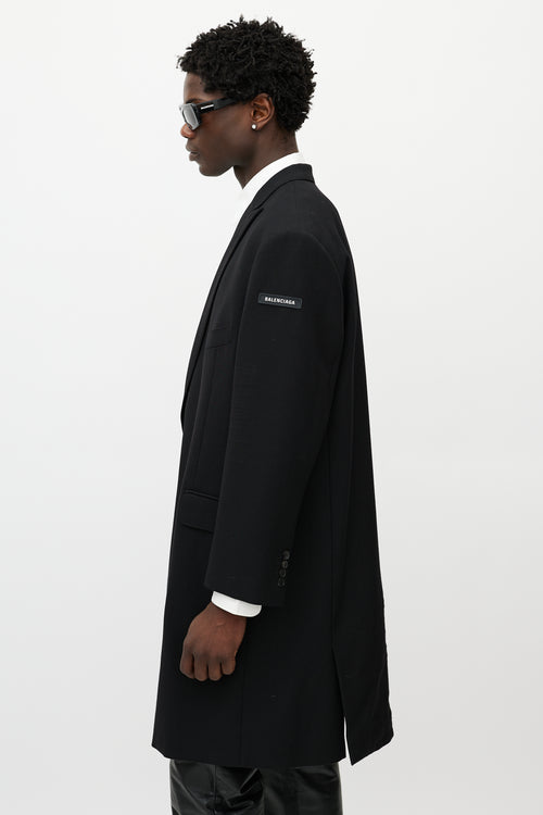 Balenciaga Black Wool Logo Coat
