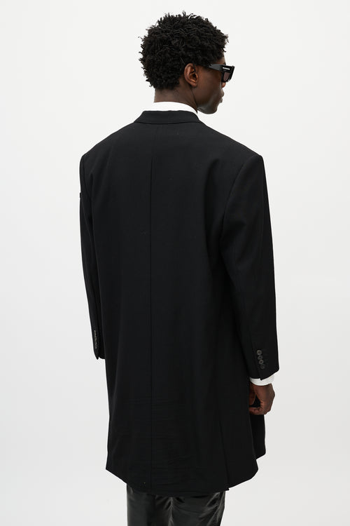 Balenciaga Black Wool Logo Coat