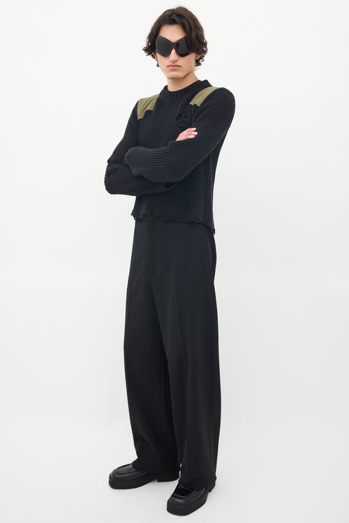 Balenciaga Black Wool Tapered Long Trouser