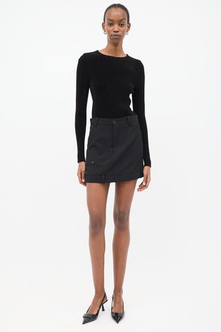 Balenciaga Black Wool Upside Down Mini Skirt