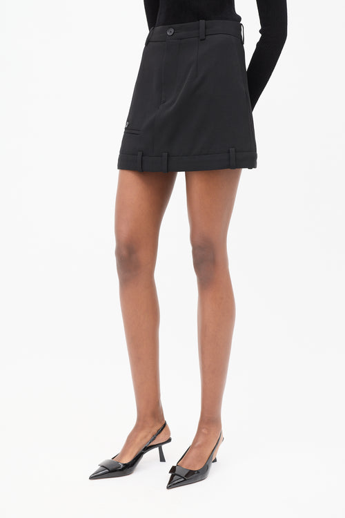 Balenciaga Black Wool Upside Down Mini Skirt