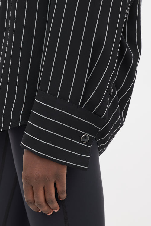 Balenciaga Black & Grey Striped Concealed Button Up Shirt