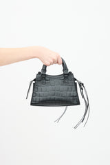 Balenciaga Black Embossed Leather Mini Neo Bag