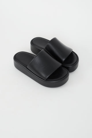 Balenciaga Black Leather Rise Platform Slide