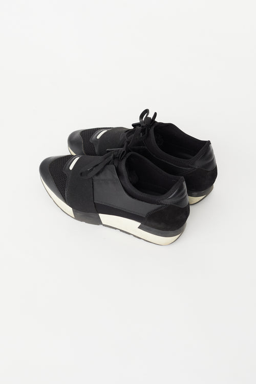 Balenciaga Black Textile & Leather Race Sneaker