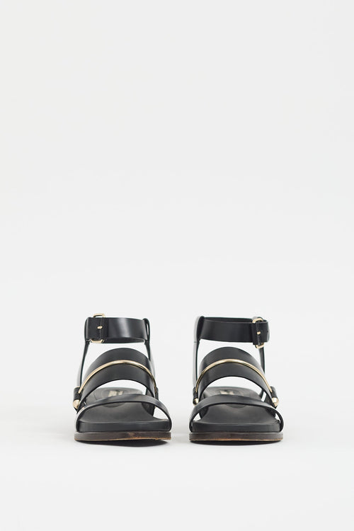 Balenciaga Black Metal Bar Gladiator Sandal