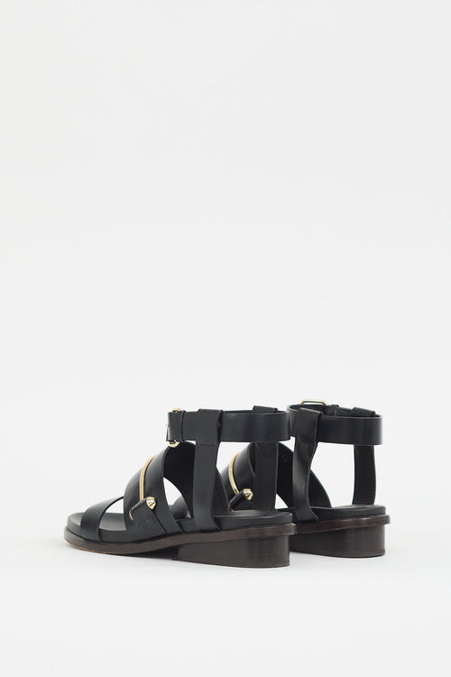 Balenciaga Black Metal Bar Gladiator Sandal