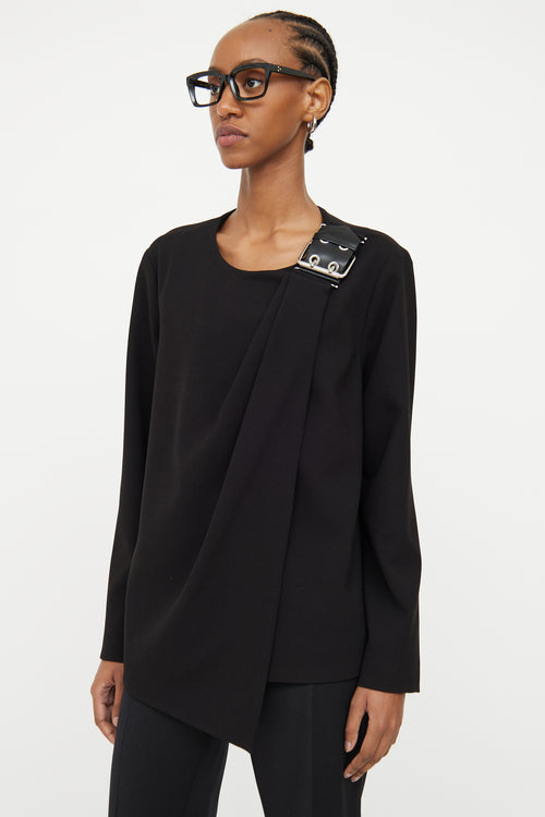 Balenciaga Black Belted Wrap Top