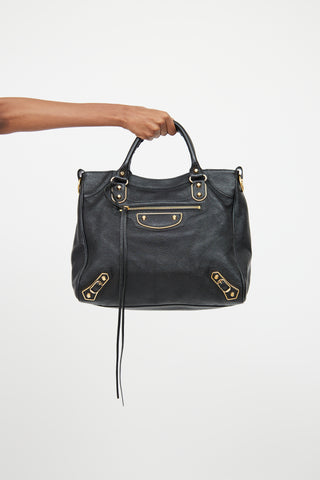 Balenciaga Black Metallic Edge City Bag