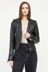 Balenciaga // Black Aged Leather Moto Jacket – VSP Consignment