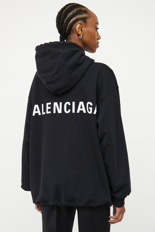 Balenciaga Black Logo Long Sleeve Hoodie