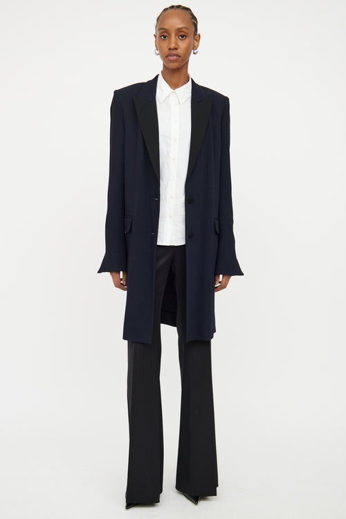 Balenciaga Navy Black Button Up Coat