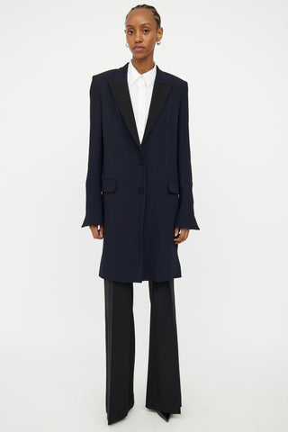 Balenciaga Navy Black Button Up Coat