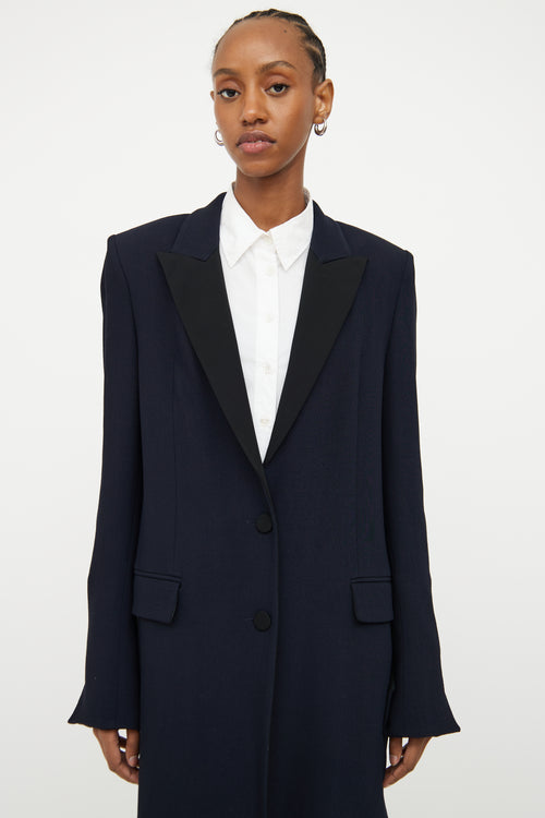 Balenciaga Navy Black Button Up Coat