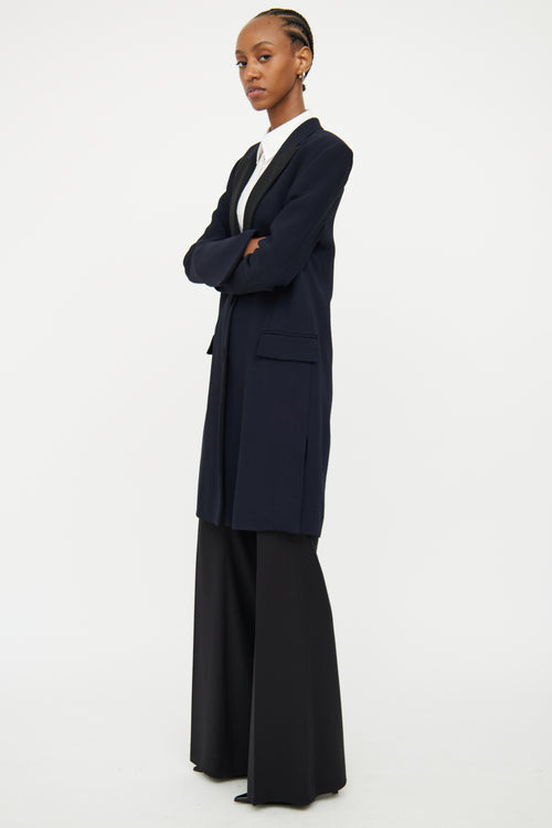 Balenciaga Navy Black Button Up Coat