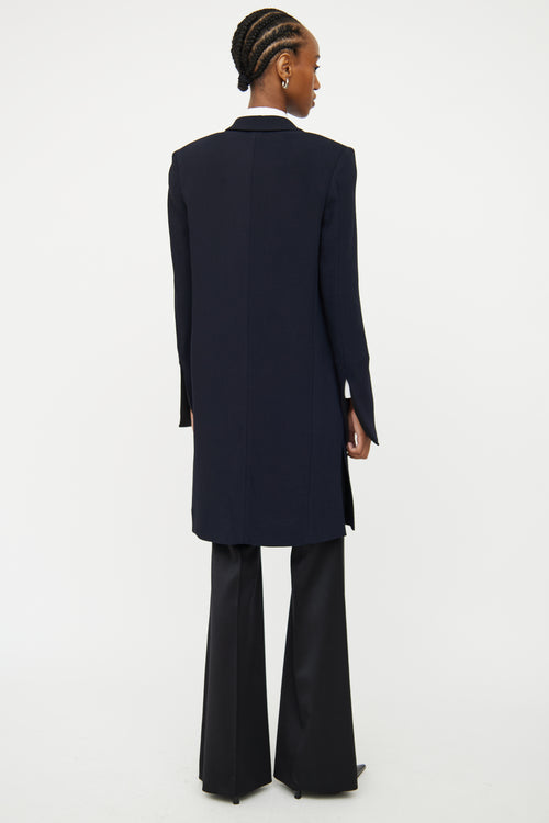 Balenciaga Navy Black Button Up Coat