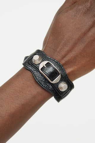 Balenciaga Black Leather Arena Bracelet