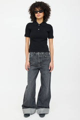 Balenciaga Embroidered Logo Cropped Polo Shirt