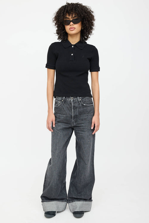 Balenciaga Embroidered Logo Cropped Polo Shirt