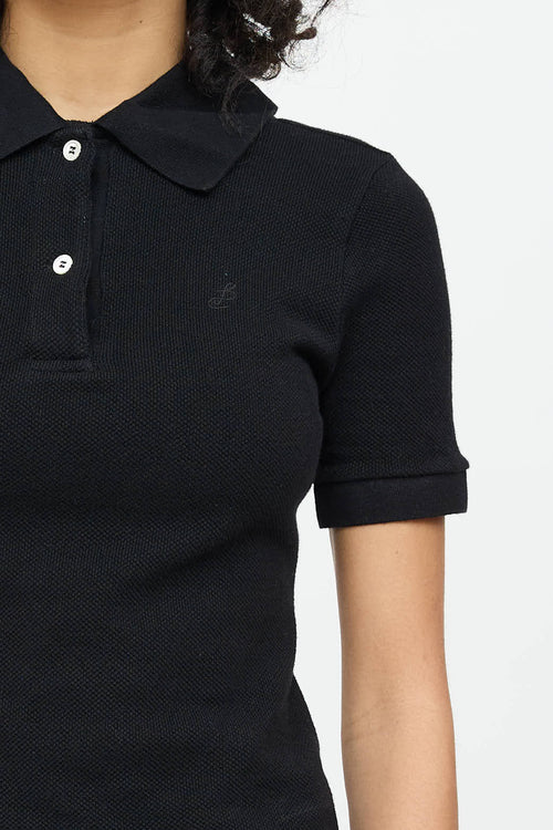 Balenciaga Embroidered Logo Cropped Polo Shirt
