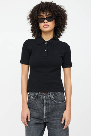Balenciaga Embroidered Logo Cropped Polo Shirt