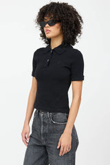 Balenciaga Embroidered Logo Cropped Polo Shirt