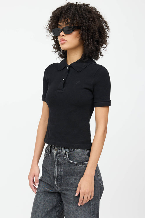 Balenciaga Embroidered Logo Cropped Polo Shirt