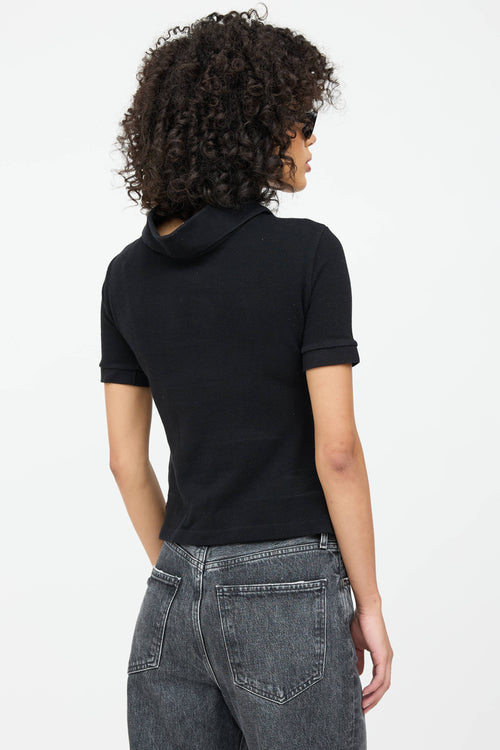 Balenciaga Embroidered Logo Cropped Polo Shirt