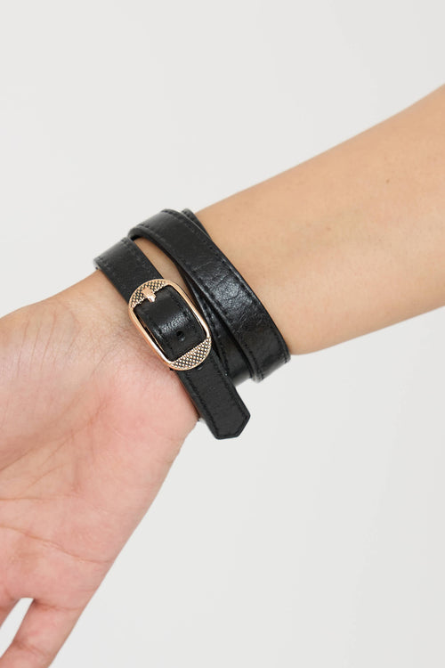 Balenciaga Leather Triple Tour Wrap Bracelet