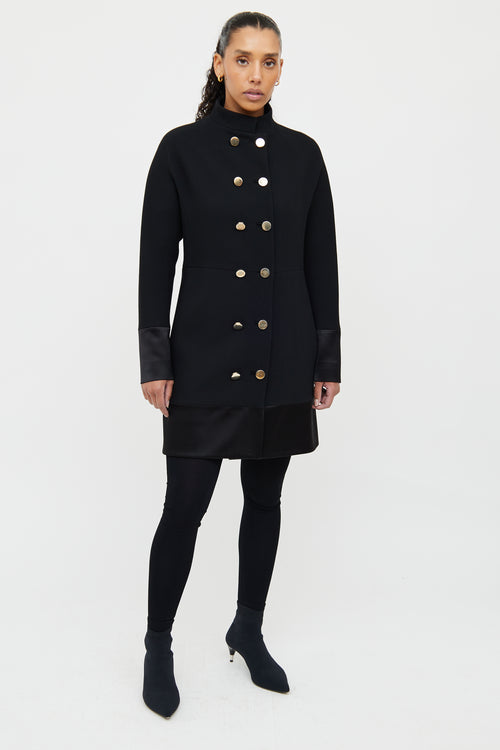 Balenciaga Black Wool Double Breasted Long Coat