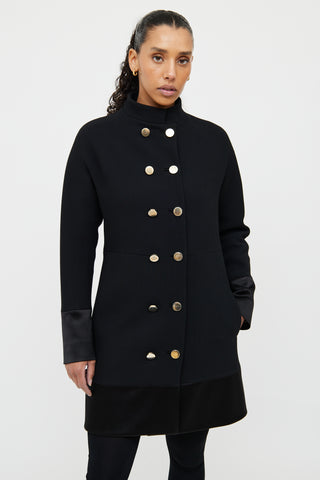 Balenciaga Black Wool Double Breasted Long Coat