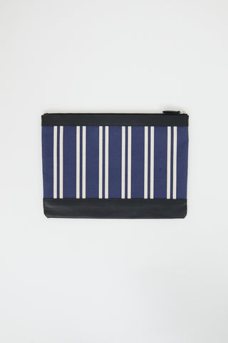 Balenciaga Navy & Multicolour Striped Logo Pouch