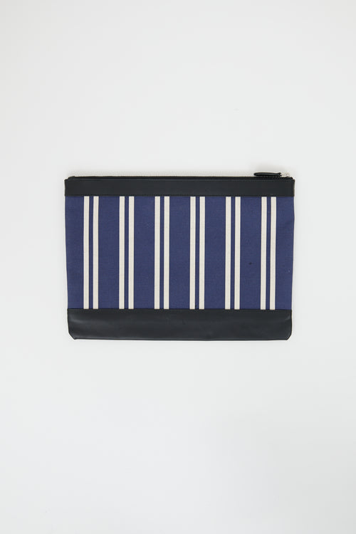 Balenciaga Navy & Multicolour Striped Logo Pouch