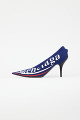 Balenciaga Blue & Multicolour Gathered Logo Heel