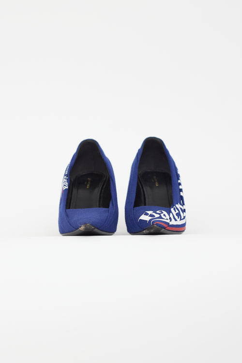 Balenciaga Blue & Multicolour Gathered Logo Heel