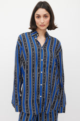 Balenciaga Blue & Black Logo Striped Co-Ord Set