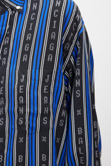 Balenciaga Blue & Black Logo Striped Co-Ord Set