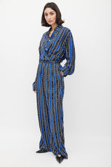 Balenciaga Blue & Black Logo Striped Co-Ord Set