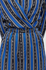 Balenciaga Blue & Black Logo Striped Co-Ord Set