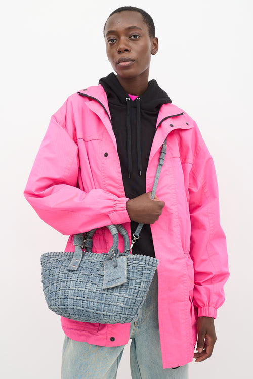 Balenciaga Blue Denim Bistro XS Basket Bag