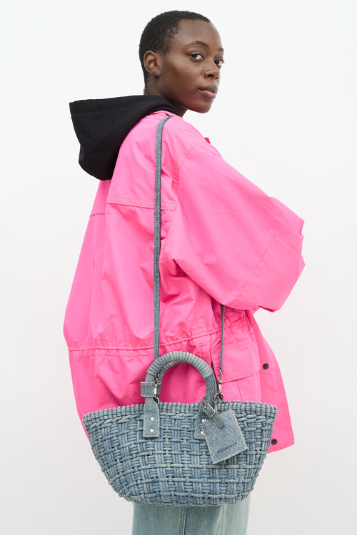 Balenciaga Blue Denim Bistro XS Basket Bag