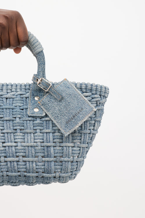 Balenciaga Blue Denim Bistro XS Basket Bag