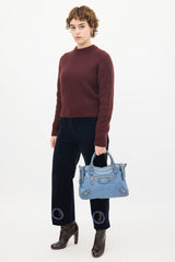 Balenciaga Blue Leather Motocross City Bag