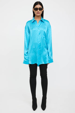 Balenciaga Silk Logo Long Sleeve Shirt