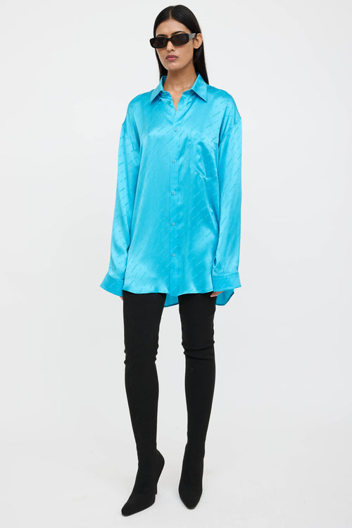Balenciaga Silk Logo Long Sleeve Shirt
