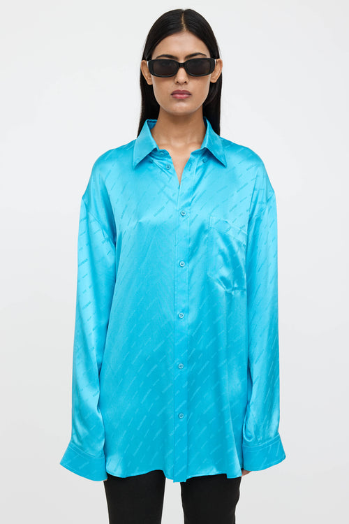 Balenciaga Silk Logo Long Sleeve Shirt