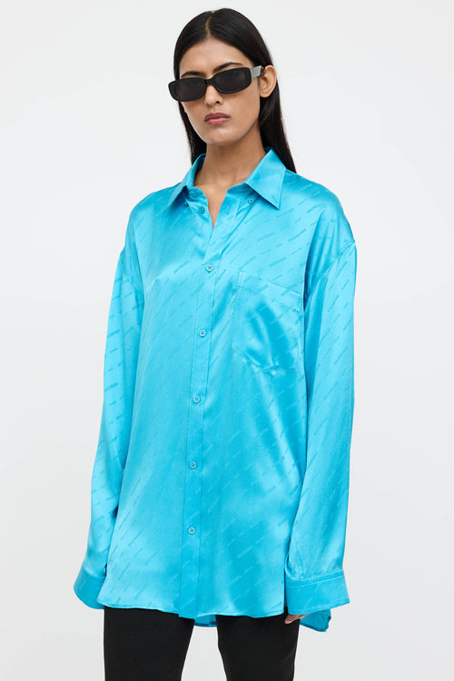 Balenciaga Silk Logo Long Sleeve Shirt